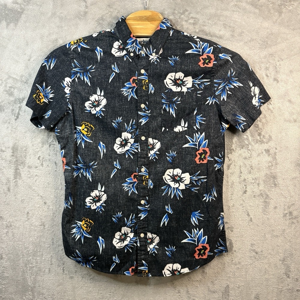 Urban Up Pipeline Men's Size Large Blue Floral Hawaiian Short Sleev Button Down